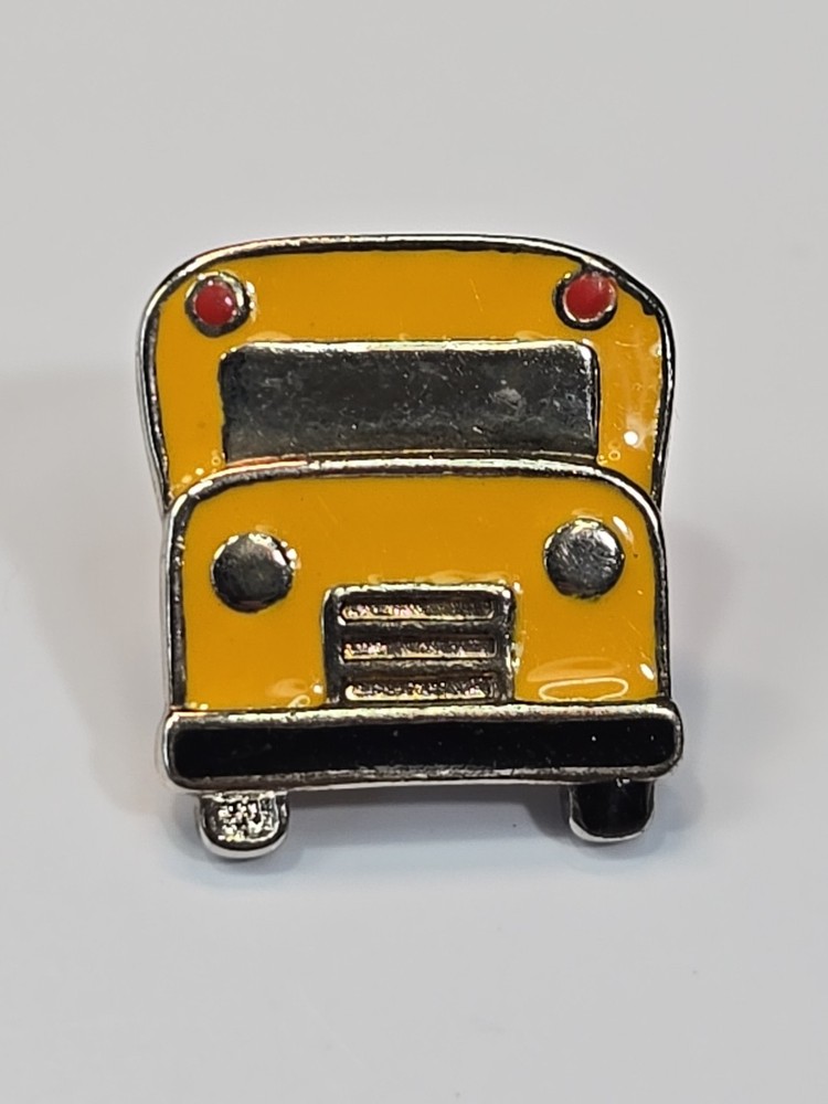Yellow School Bus Lapel Pin Simple Stylized Design