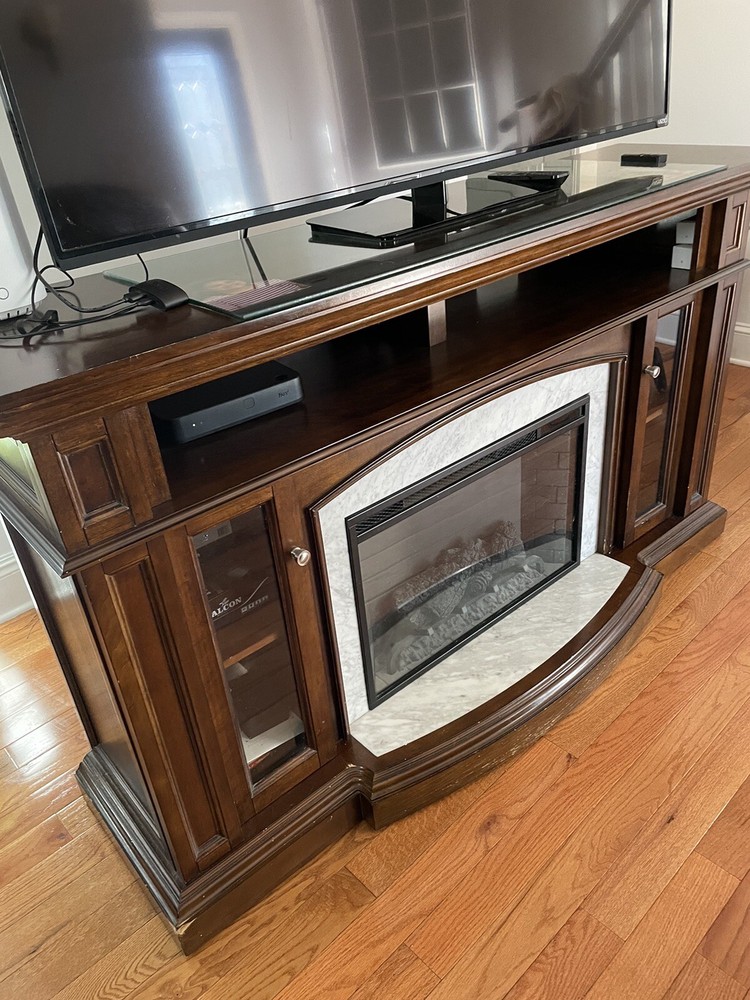 Brown Electrical fireplace tv stand