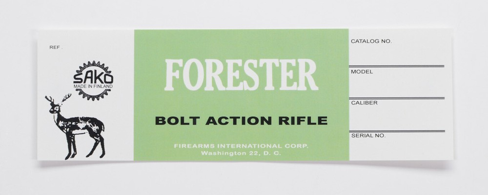 Sako Forester Firearms International Vintage Box Label