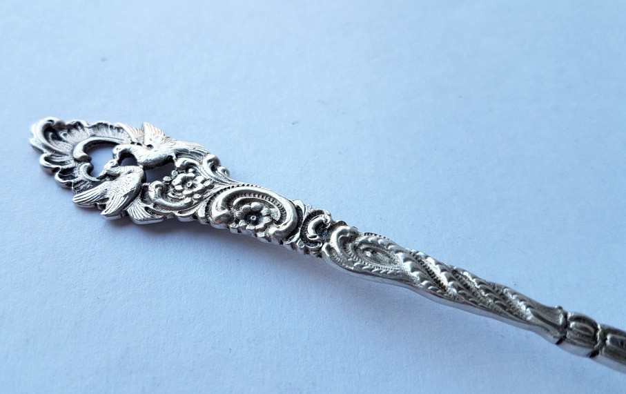 Rare Serving Fork, Doves, 800 Silver K863