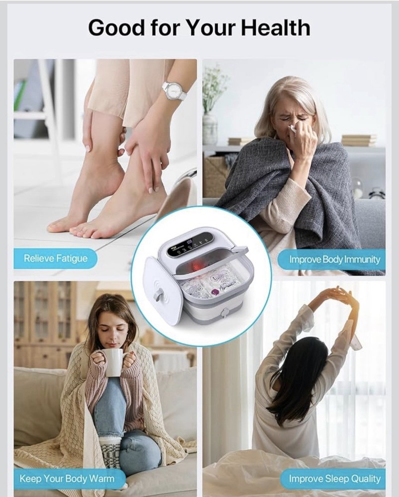 Alljoy Collapsible Foot Bath Spa Touch Screen Bubble Massage Red Light Heating