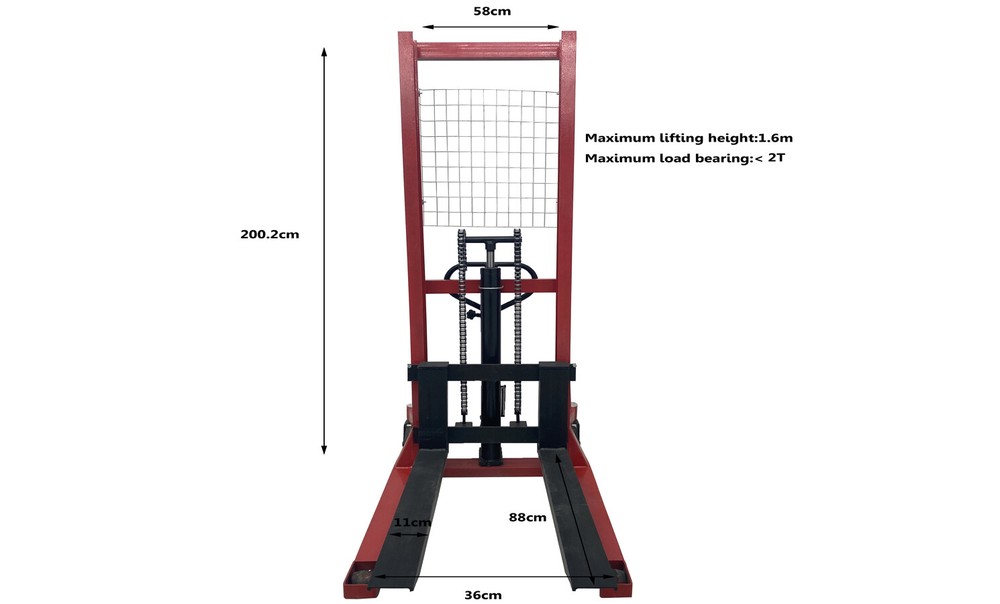 2T Manual Pallet Stacker, Hydraulic Stacker Forklift, 4400 lbs Capacity, 63"H