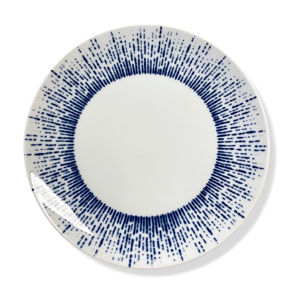 $130 NEIMAN MARCUS 8-Piece Blue White Drizzle Dinnerware Set