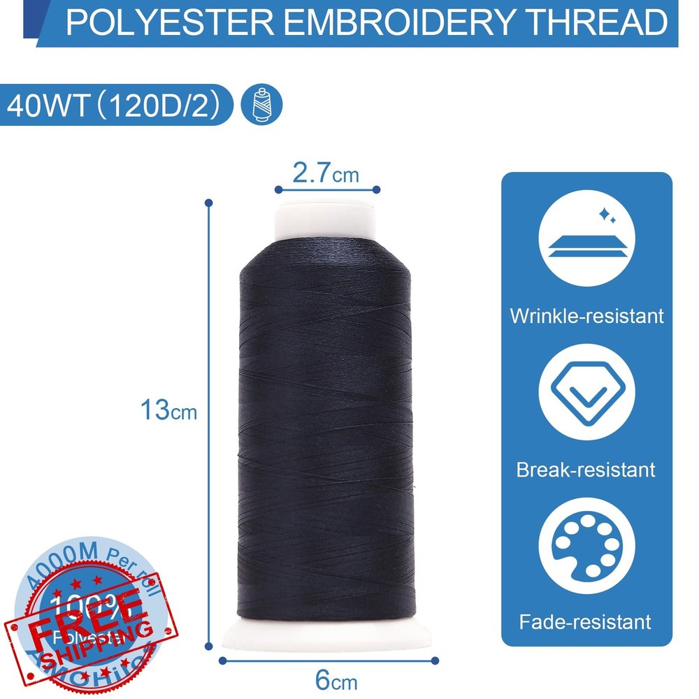 AMOHilos Navy Polyester Embroidery Machine Thread 40WT 4000M Spool