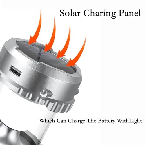 Camping Lantern with Fan, Flashlight Lantern Collapsible-USB Silver