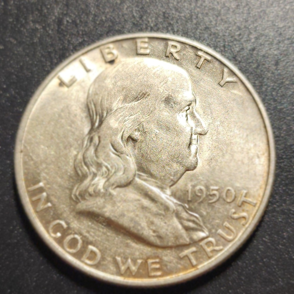 1950 D Franklin Silver Half Dollar, 50 c Coin