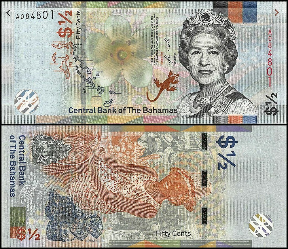 Bahamas 1/2 Dollar, 2019, P-A77, UNC X 10 PCS