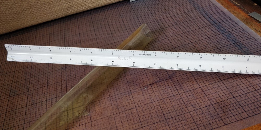 Vintage #531 Sterling Triangle Architects Drafting Ruler With Protective Sleeve