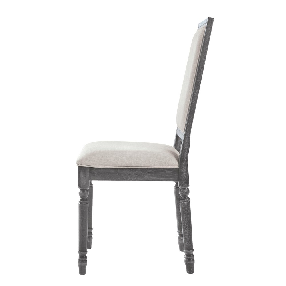 Cream and Weathered Grey Open Back Side Chairs