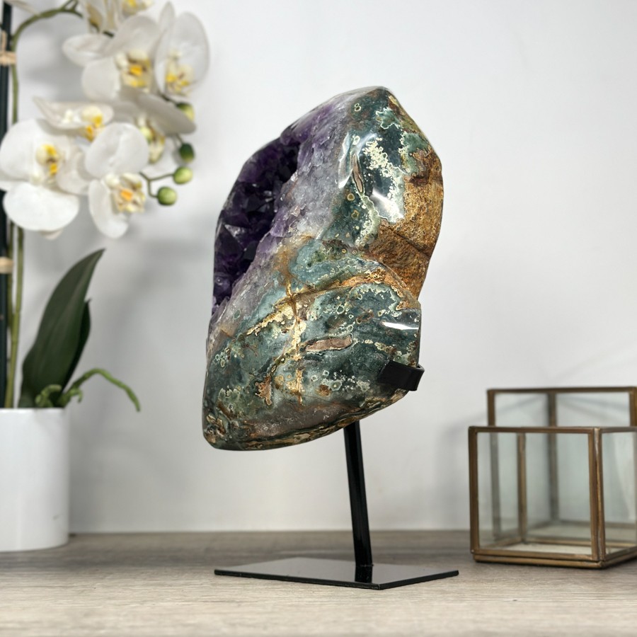 Amethyst Geode with Green Jasper Shell. MWS2211