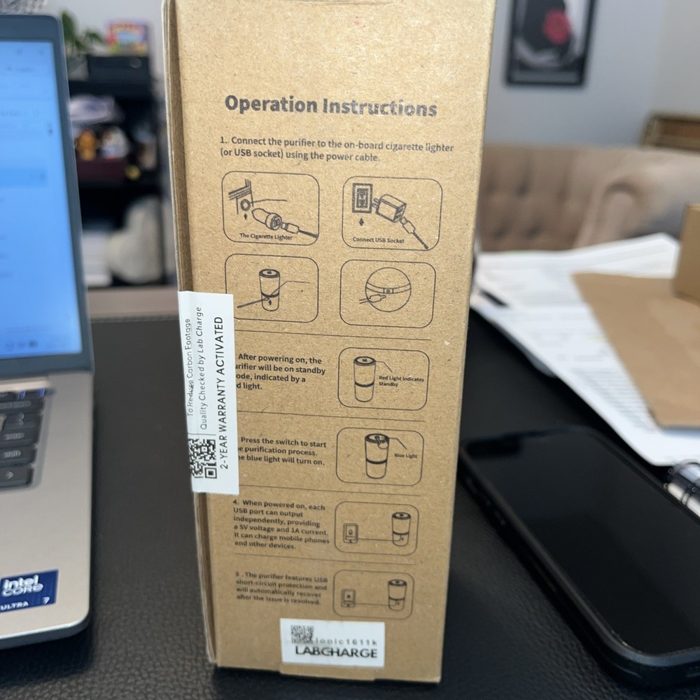 Lab Charge Air Purifier, Ionic1611k, Micro Input 5V 1000mA (1 Unit)