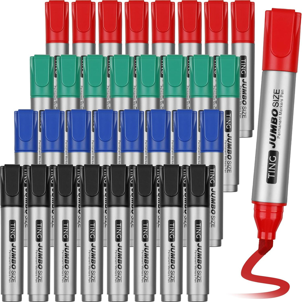 32 Pcs Jumbo Permanent Markers Bulk Large Chisel Tip Permanent Markers Waterproo