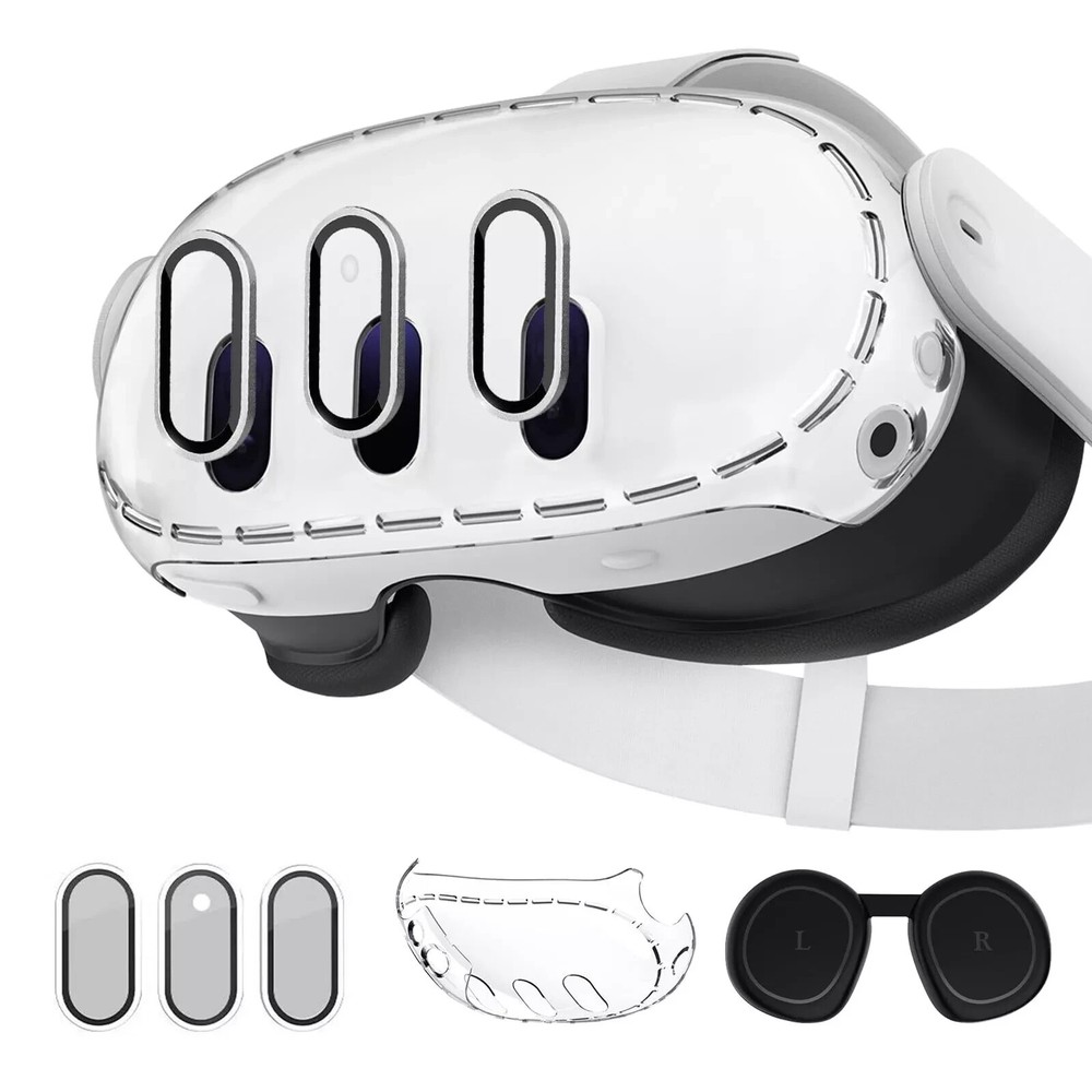 Juylay 3-in-1 Lens Protector for Meta Quest 3, Plastic Hard Protective Shell ...