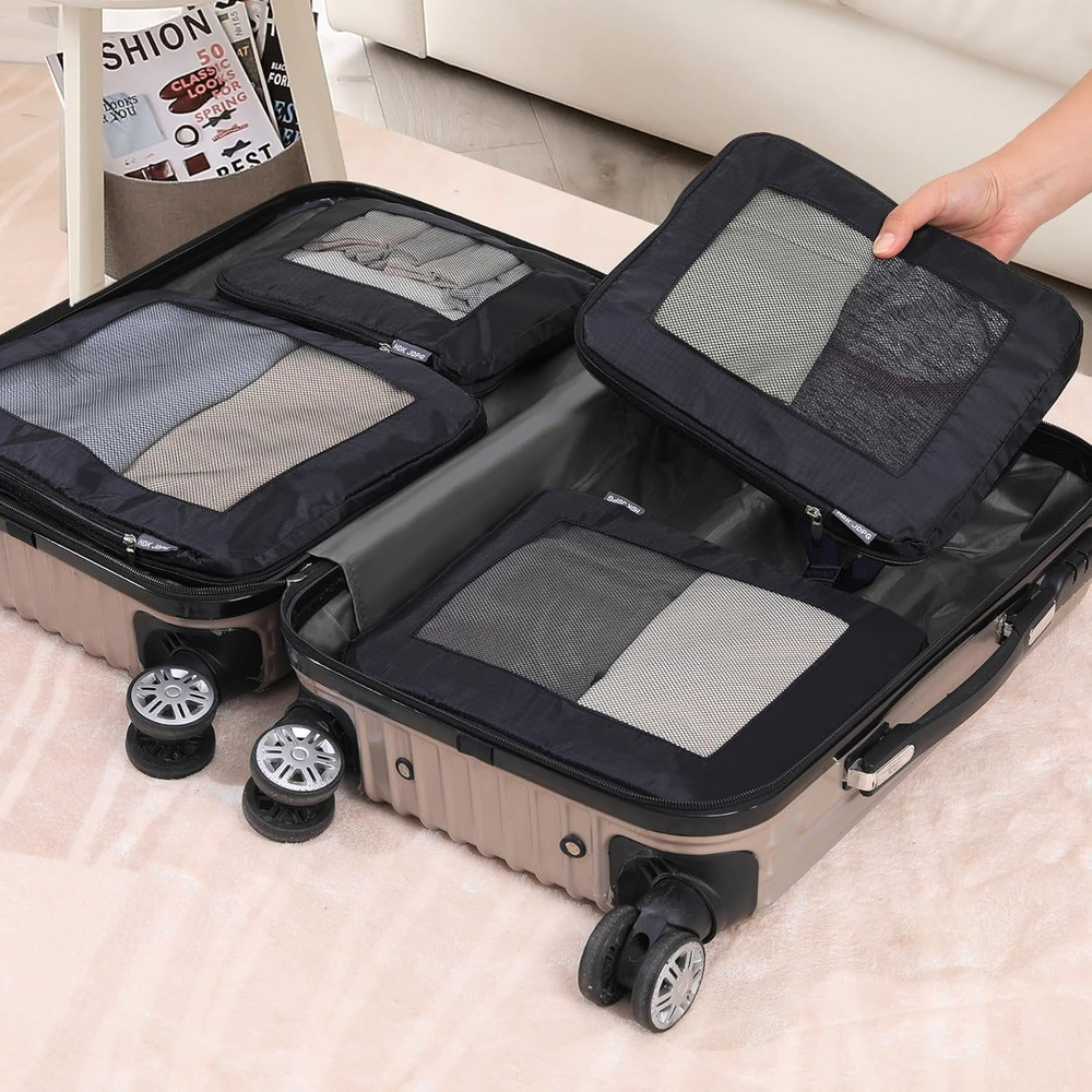Ultralight Compression Packing Cubes Travel for Suitcases ，Compressible Mesh Pac