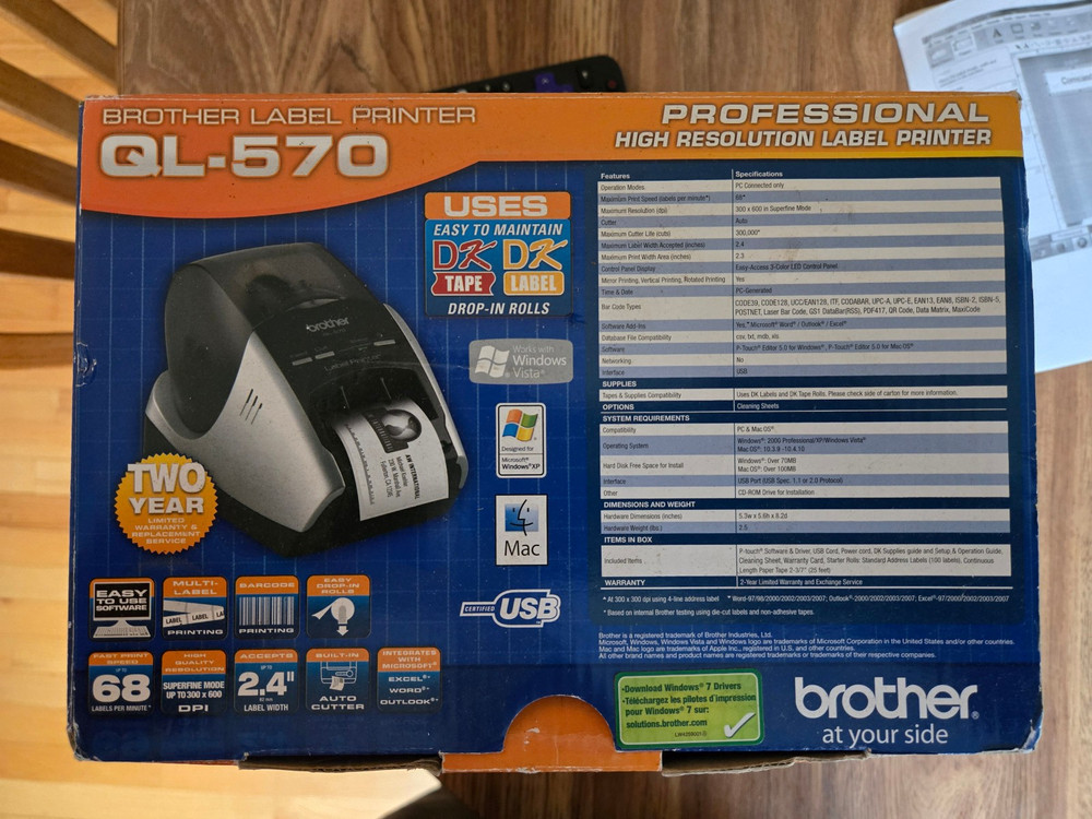Brother QL-570 Professional Thermal Label Printer