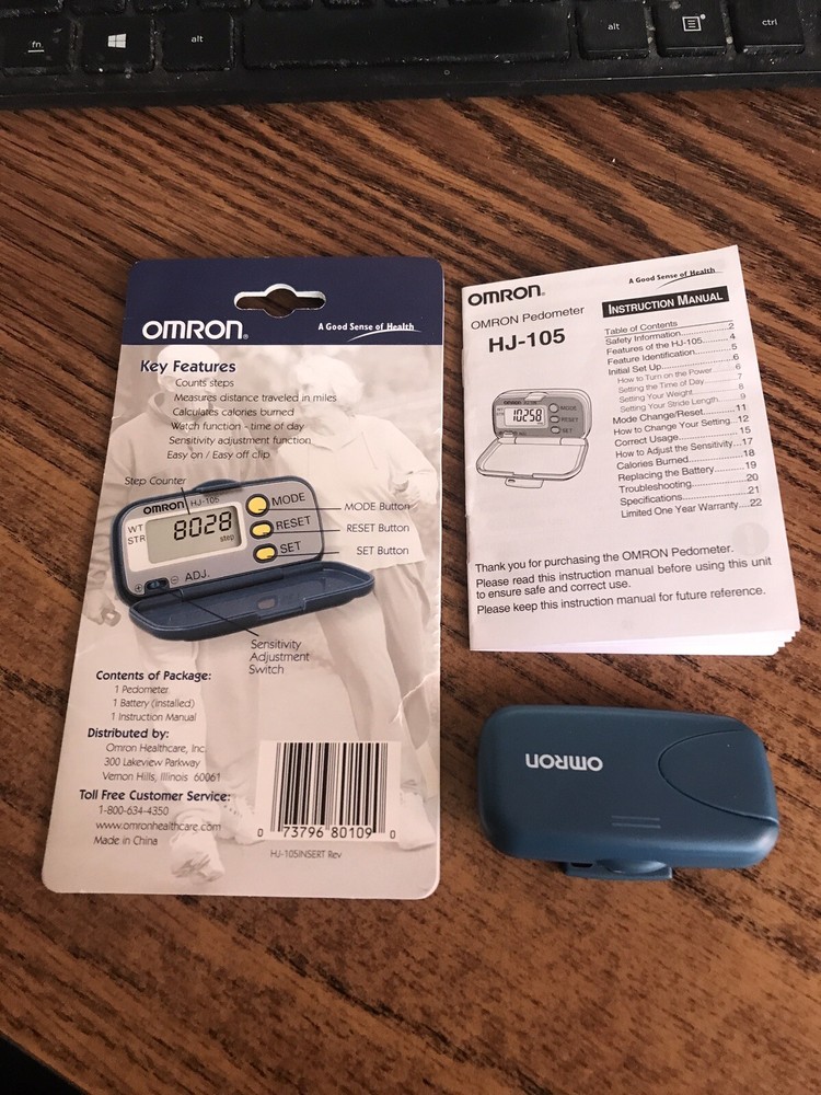 Omron - Digital Pedometer - HJ-105 - Step/Calorie Counter - OPEN ITEM