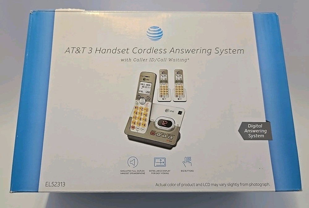 AT&T Expandable Cordless Phone System Answering Machine 3 Handsets Backlit Keys