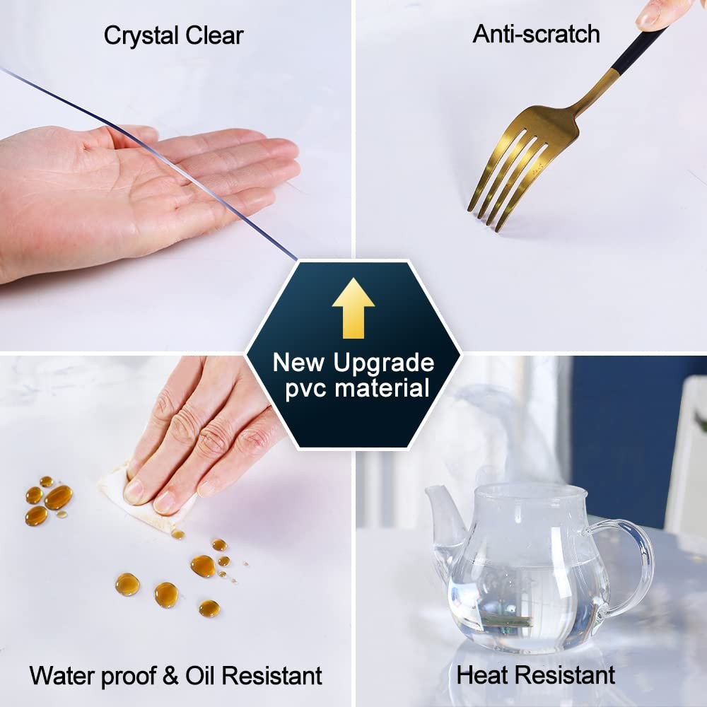 44x70 Inch Clear Plastic Dining Table Protector Transparent 44"x70",