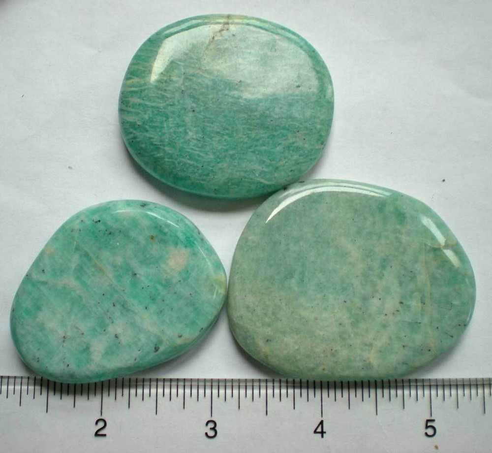 Amazonite - 3 Flat Palmstones sc922a