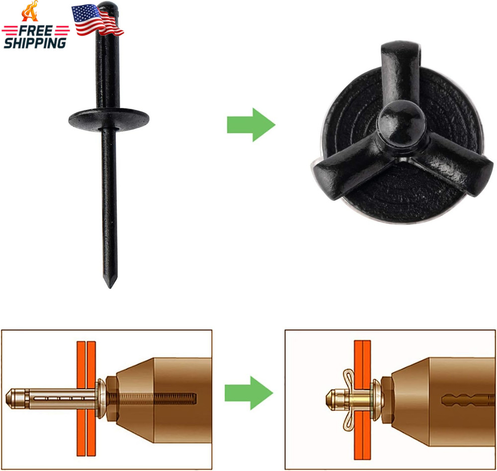 ISPINNER 50Pcs 3/16" X 4/5" Large Head Tri-Fold Exploding Aluminum Pop Rivets (B