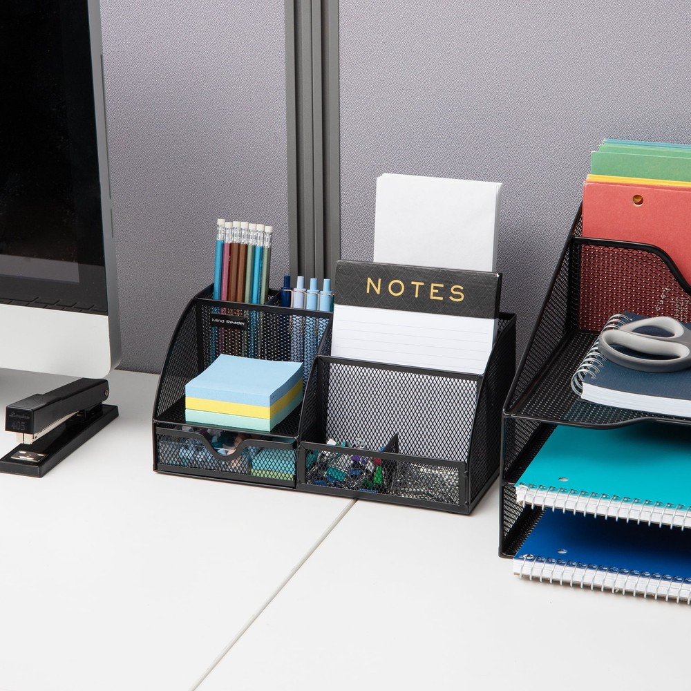 Desktop Organizer File Storage Accessory Storage Workspace Office Metal Black