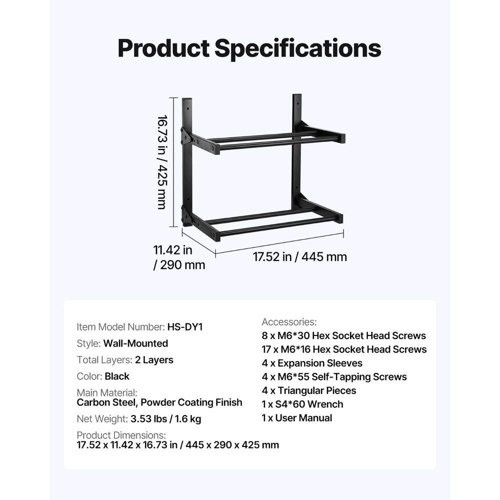 Wall Mount Printer Filament Storage Rack, 2-Tier Filament Spool Holder Rack