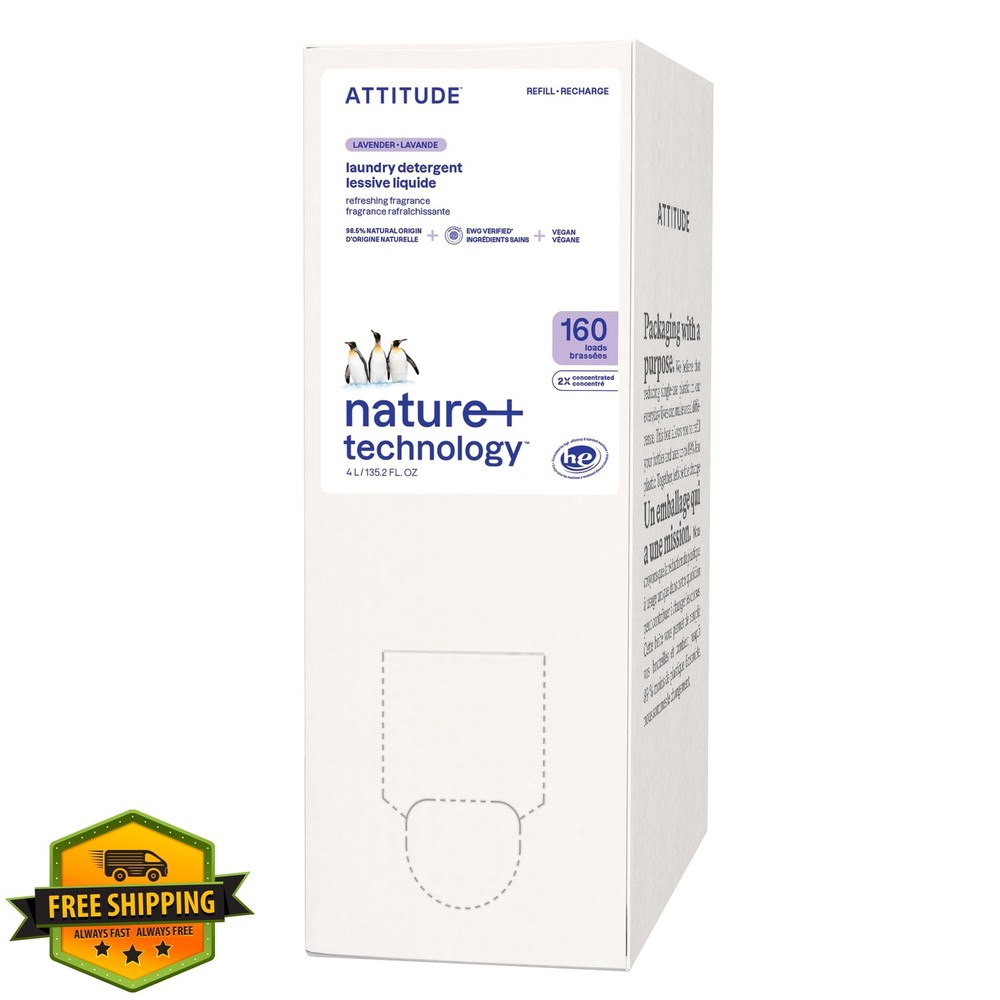 ATTITUDE Laundry Detergent Refill Lavender 160 Loads EWG Verified