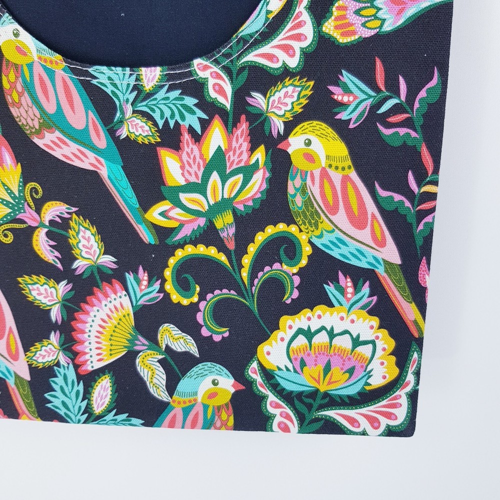 Peg Bag Handmade Black Multi-Colour Bird Flower Lined Laundry Clothes Peg Holder