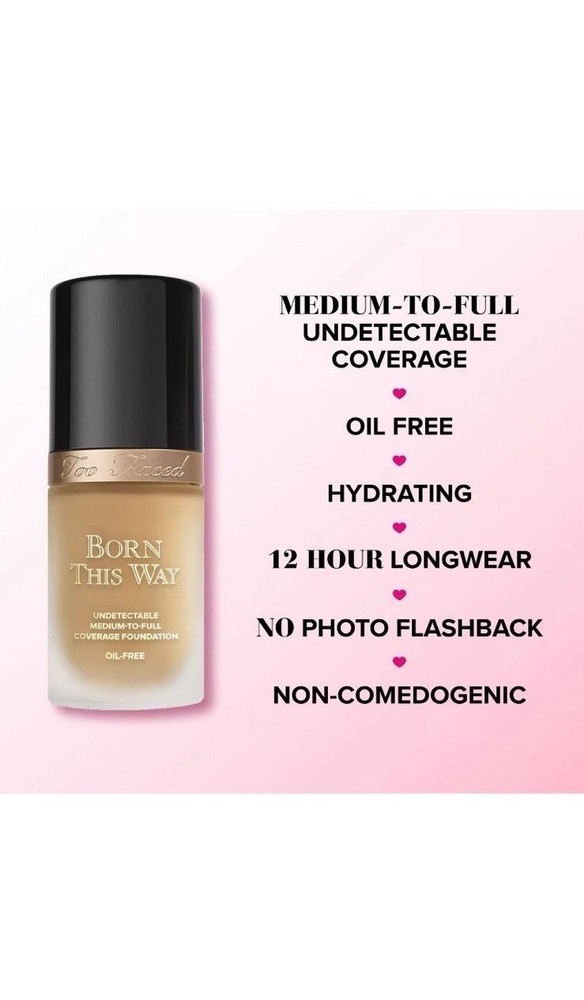 (2) TOO FACED SABLE BORN THIS WAY UNDETECTABLE COVERAGE FOUNDATION 1.0 OZ