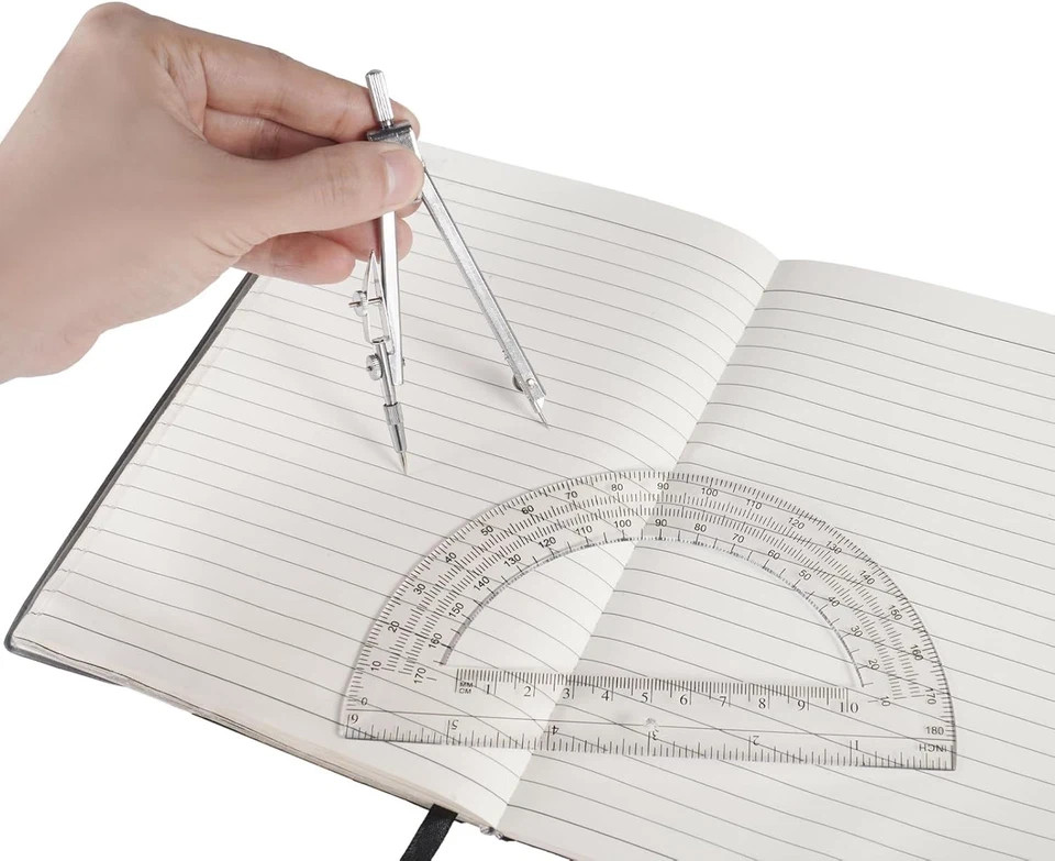 Protractor and Compass Set, Protractor, Silver