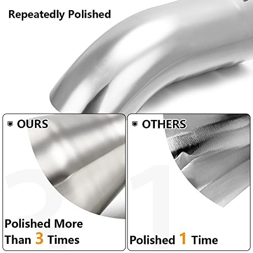 Turn Down Exhaust Tip Polished Tailpipe Tip with & Outlet 3.5" Inlet Silver