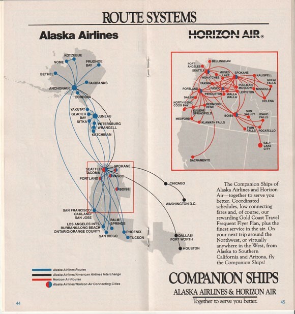Alaska Airlines timetable 1987/09/08