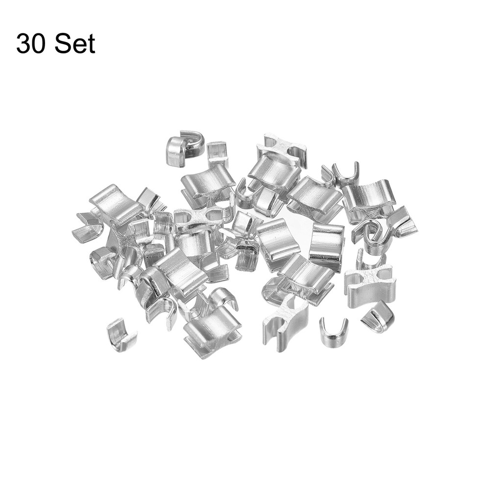 30 Sets Zipper Slider Retainers, #3 Top Stoppers & Bottom Stops, Silver Tone