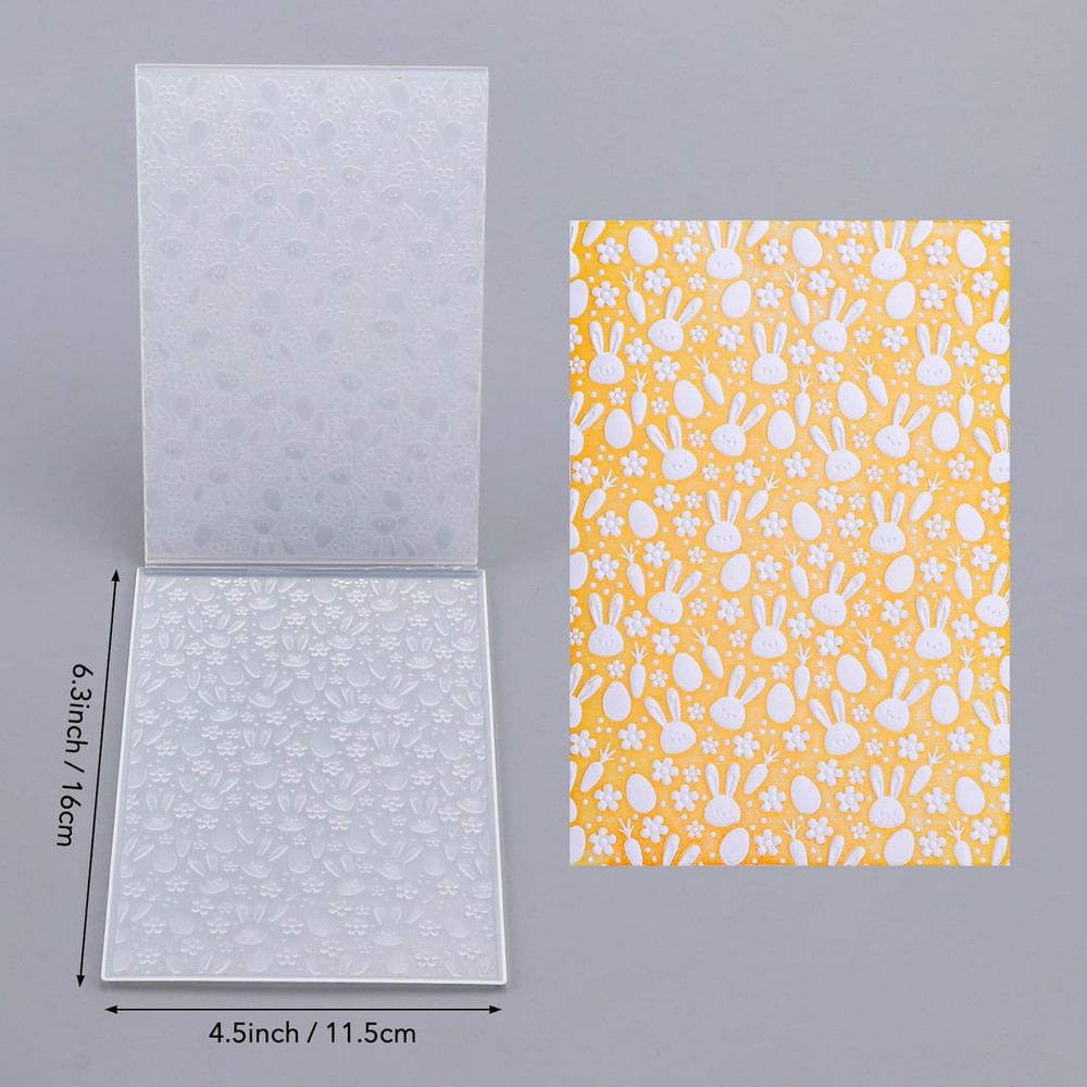 3D Embossing Folder for Card Making,Easter Bunny Plastic Texture Fades Embossing