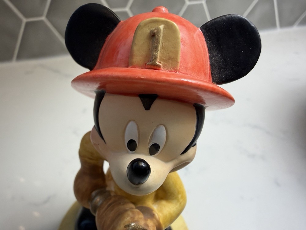 Walt Disney's Mickey Mouse - Fire Fighter Fireman Ceramic Figurine - 4"