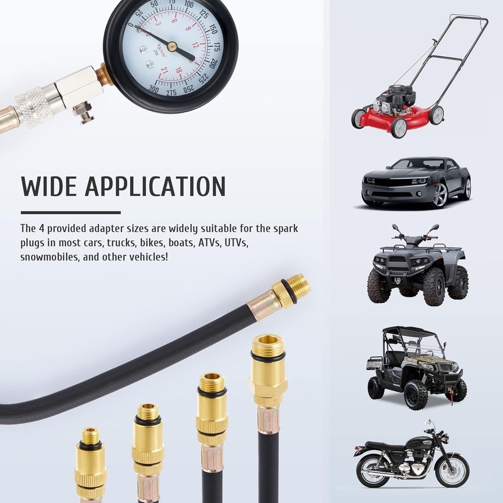 Engine Cylinder Compression Tester Gauge Kit Gas Petrol Diagnostic Testing Tool