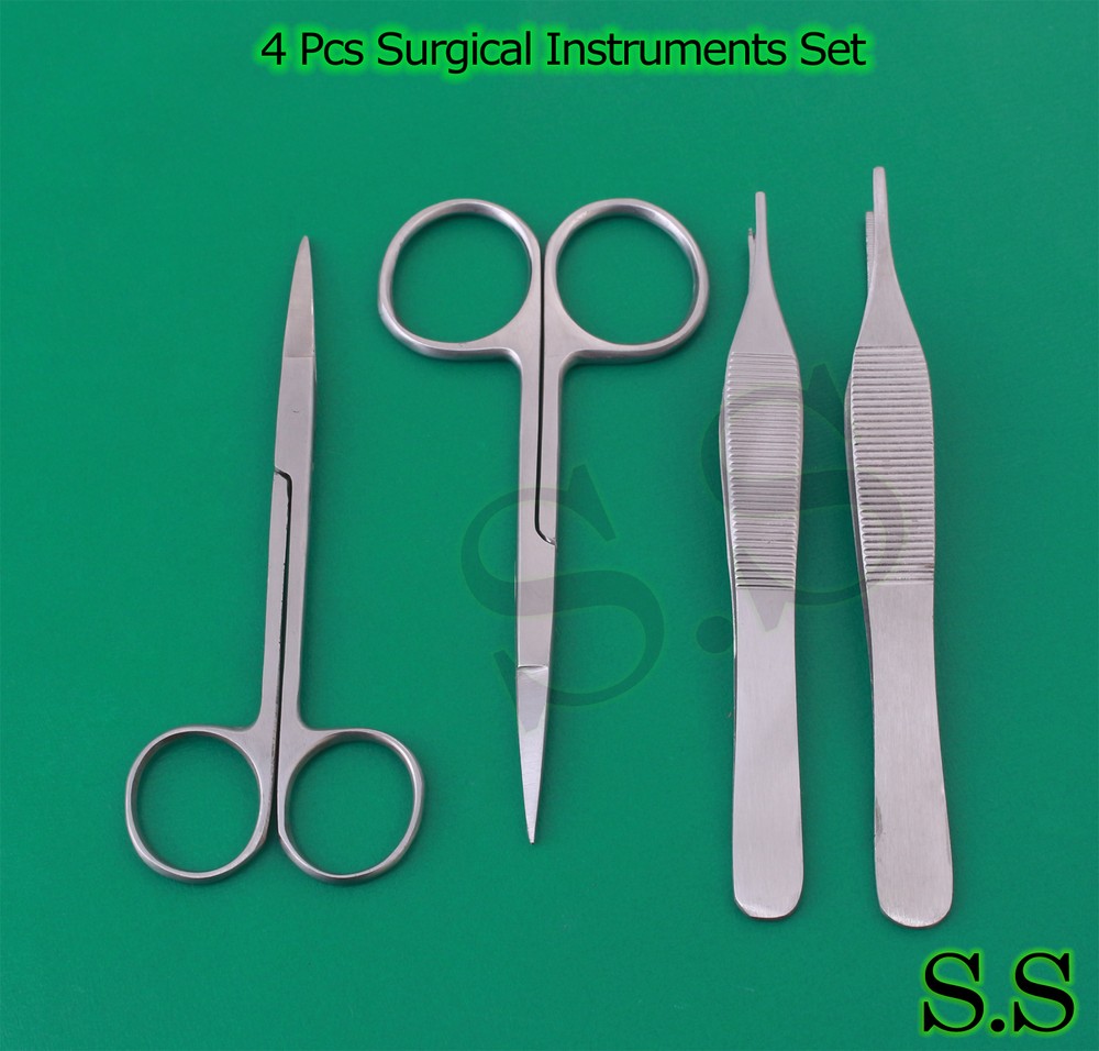 4 Pcs Iris Scissors + Adson Forceps Set DS-662