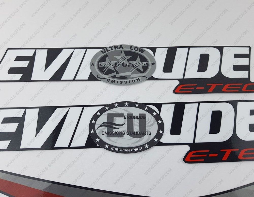 Evinrude 50 hp ETEC 2015-2016 outboard engine decals sticker set Graphite Cowl
