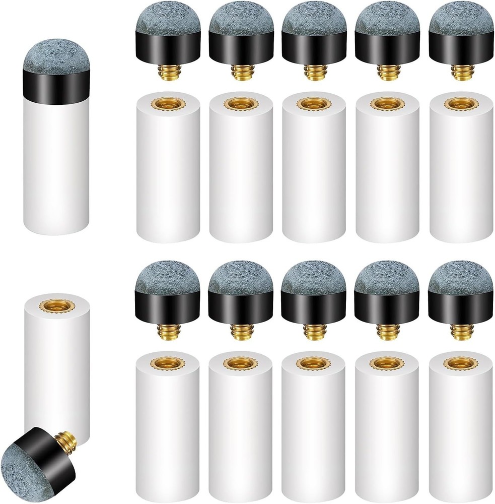 Universal Fit 10pc Pool Cue Tips Set with Durable Leather & Plastic Ferrules