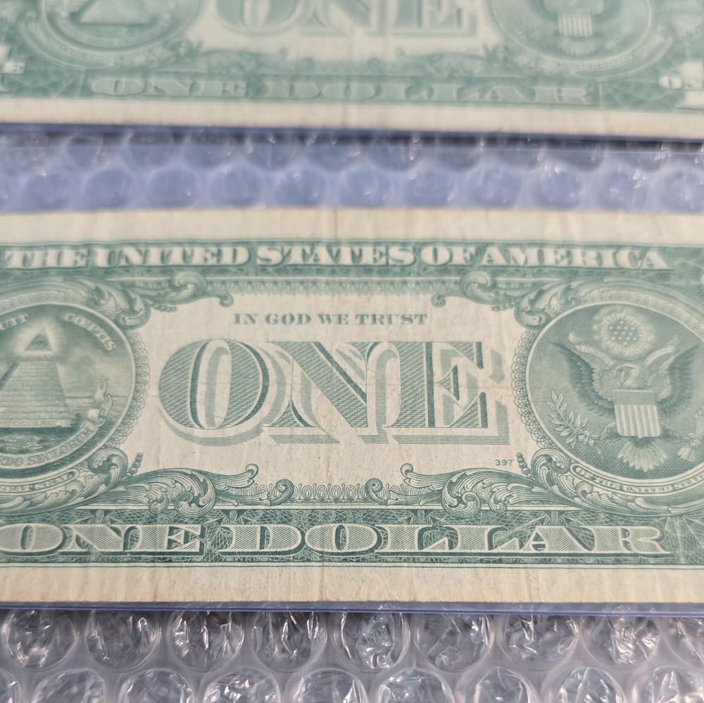 TWO-$1 1957B SERIES SILVER CERTIFICATES