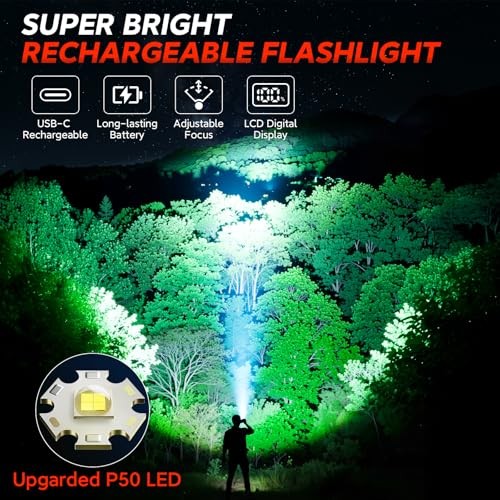 Rechargeable Flashlights Super Bright High Lumens LED Flashlight with 1 Pack