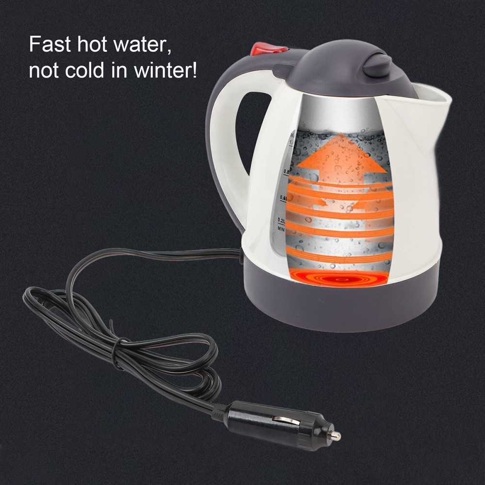 Portable Car Electric Kettle 1000ml Road Trip Travel Cigarette Lighter Car Truck