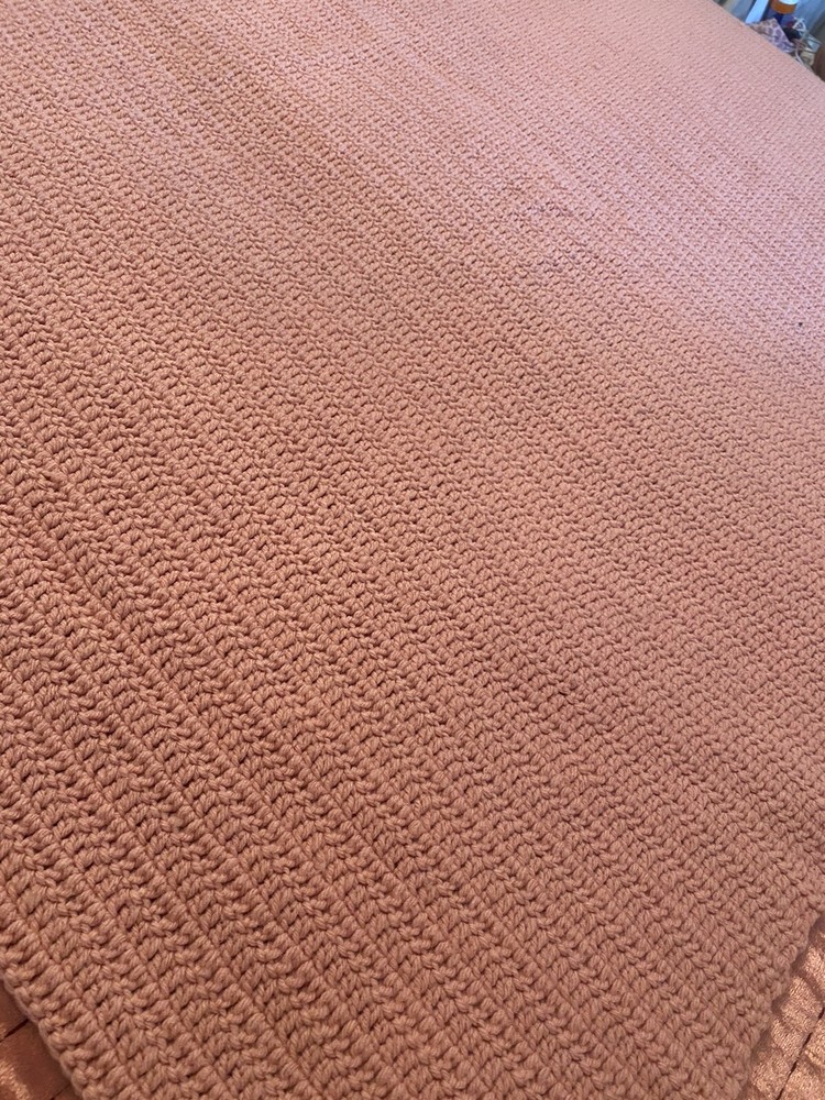 pink crochet throw 60 1/2 by 53 1/2