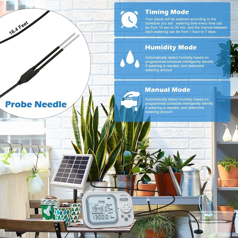 Solar Automatic Drip Irrigation System Houseplant Auto Self Watering Device W...