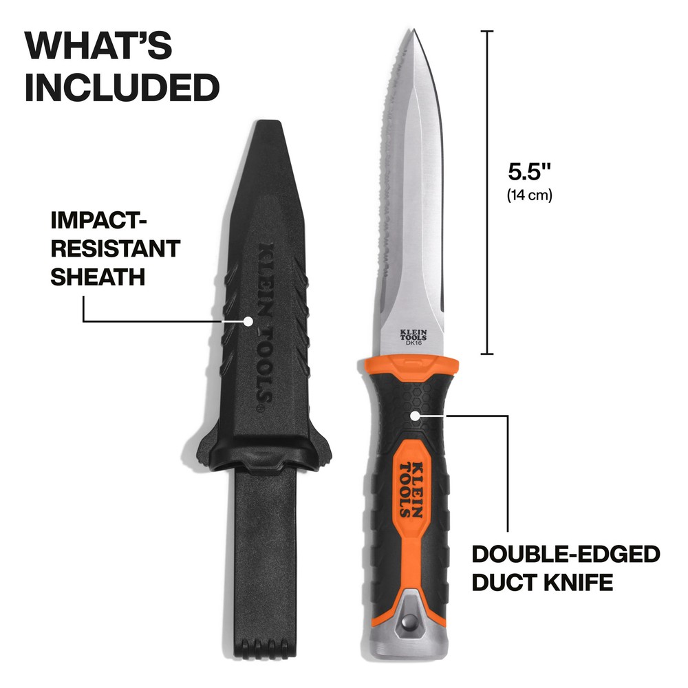 Klein Tools DK16 Double-Edged Duct Knife, 5-1/2"