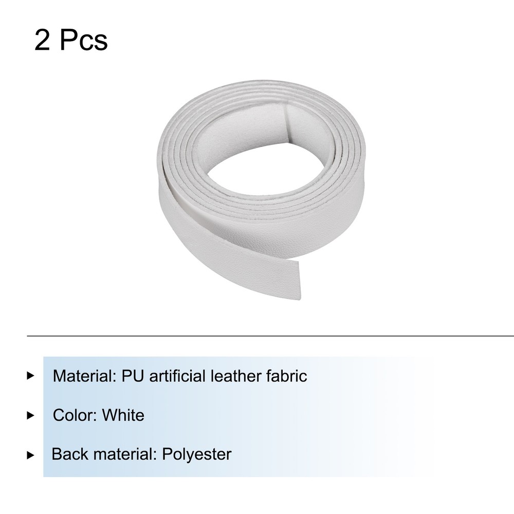 Leather Straps Strip Belt 1.5cm(0.6" Width) Leather Strips White, 2pcs