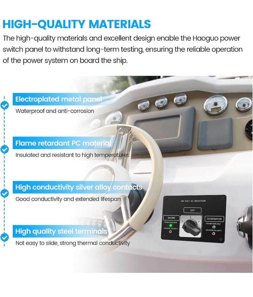 AC Rotary Switch Panel 2 Position 120V 30A Selector Switch Reverse Polarity LED