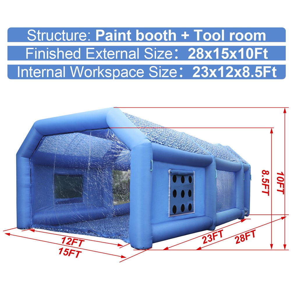 𝟐𝟖𝐱𝟏𝟓𝐱𝟏𝟎𝐅𝐭 Portable Inflatable Paint Booth