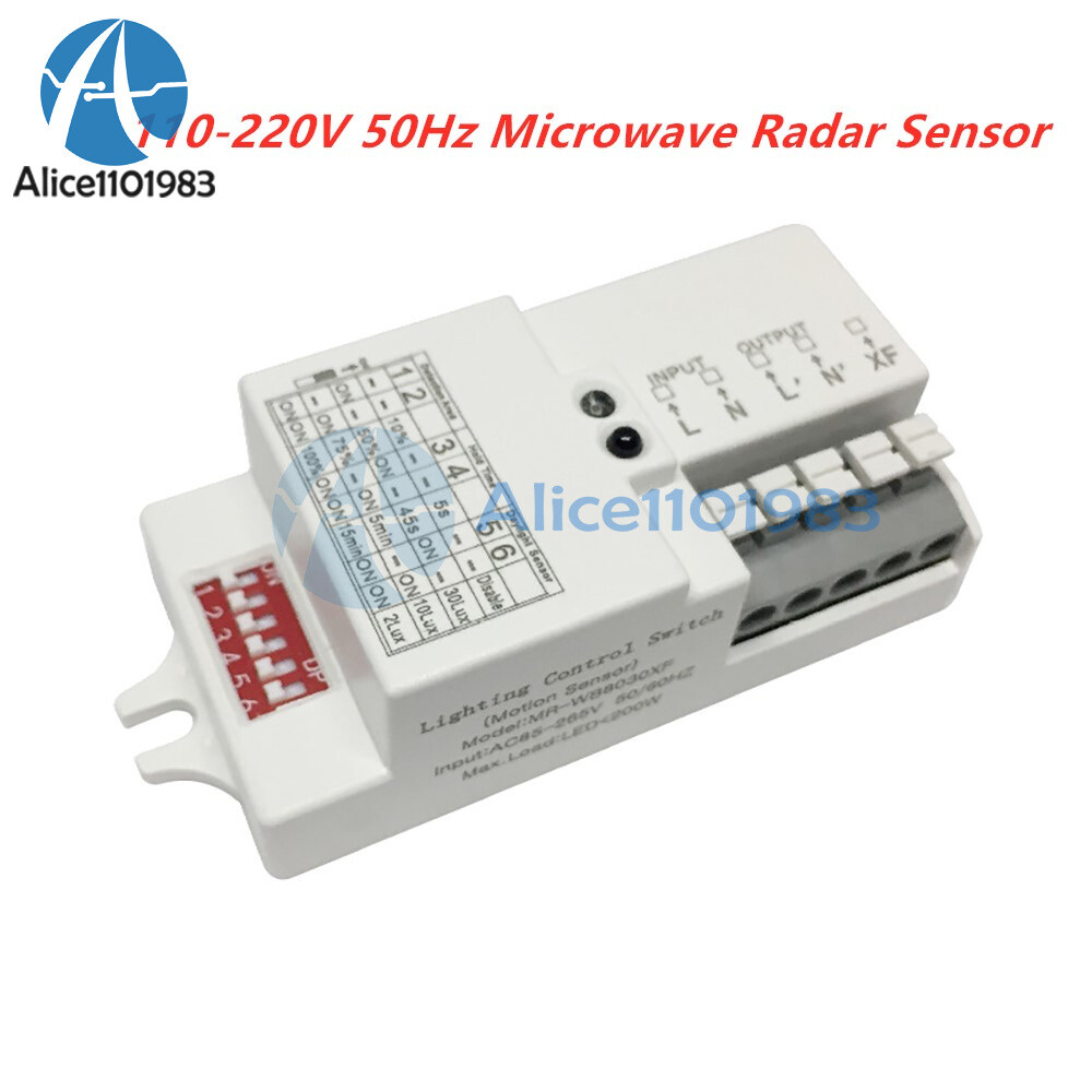 AC110-220V LED Light Microwave Radar Delay Sensor Switch Body Motion Detector