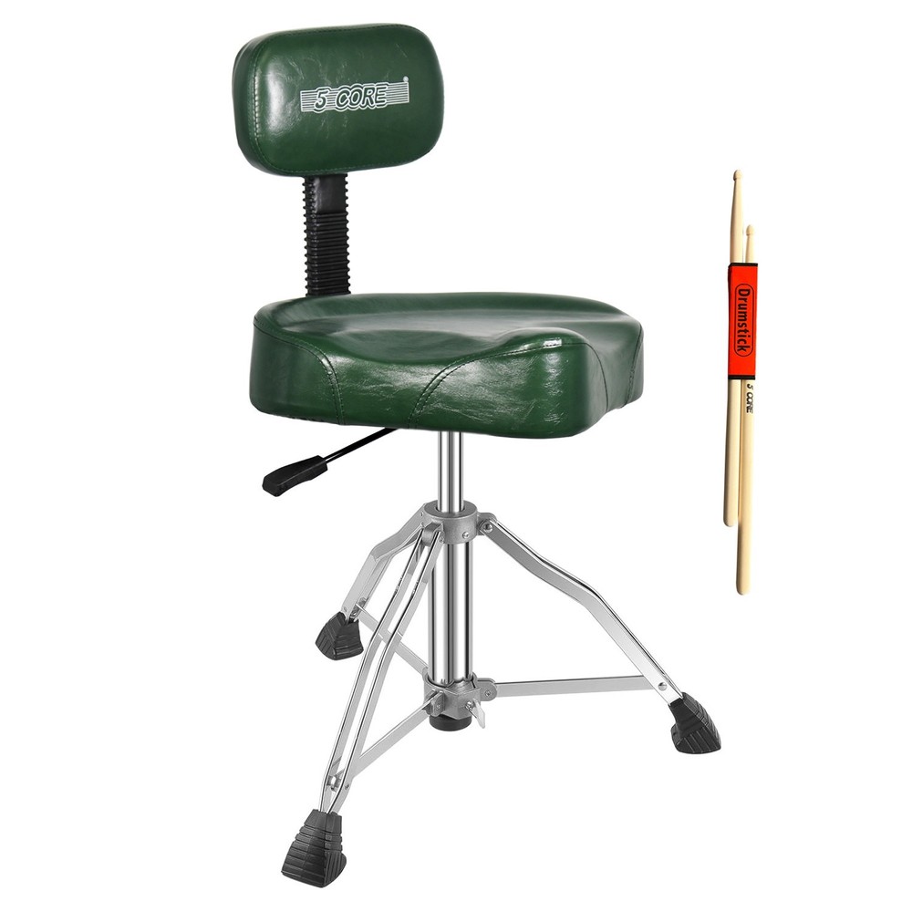 5 Core Drum Throne w Backrest 4" Padded Stool Adjustable 24.5" 441Lb Capacity